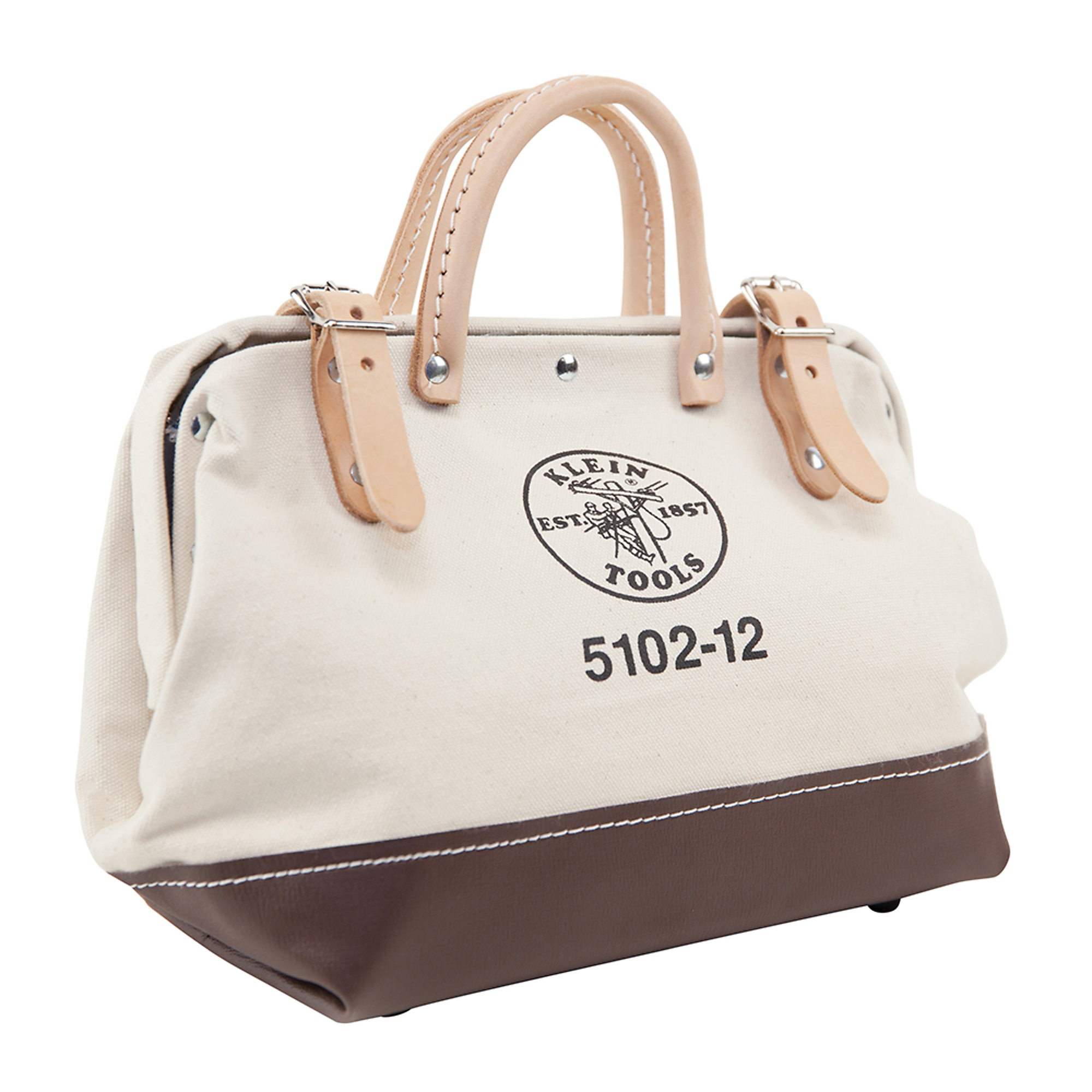 Klein Tools Canvas Tool Bag — 12in., Heavy-Duty No. 8 Canvas, Vinyl Bottom, Model# 5102-12